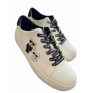 Karl Lagerfeld Paris Women’s Size 8 Sneakers Cat Pins Cute Logo Charm White